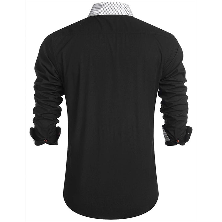 Herren elegantes Langarmhemd mit Kontrastdetails Echoarchiv