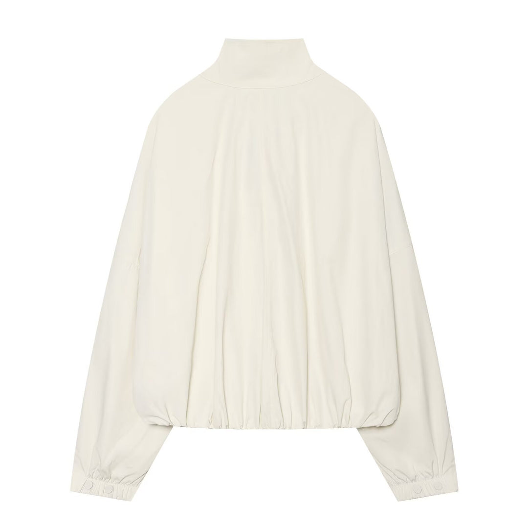 Damen Cropped-Blouson mit hohem Stehkragen, durchgehender Knopfleiste und Ballonärmeln Echo Archiv
