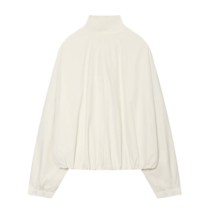 Damen Cropped-Blouson mit hohem Stehkragen, durchgehender Knopfleiste und Ballonärmeln Echo Archiv