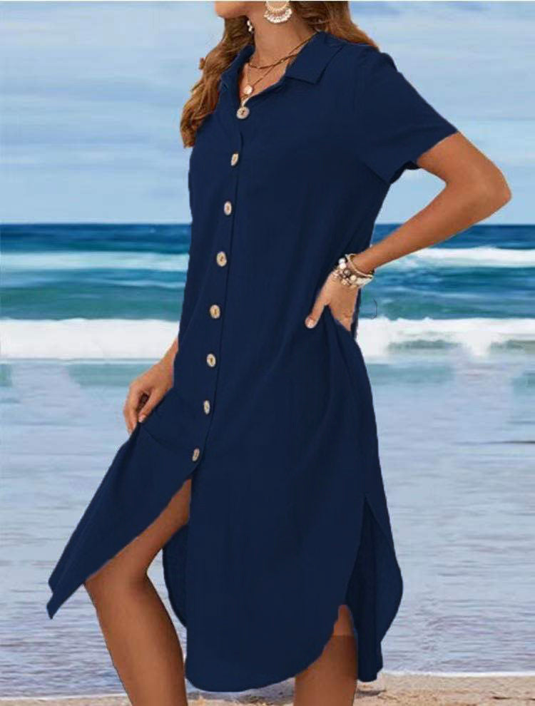 Damen Hemdblusenkleid mit Knopfdetail und schwingendem Saum Echo Archiv