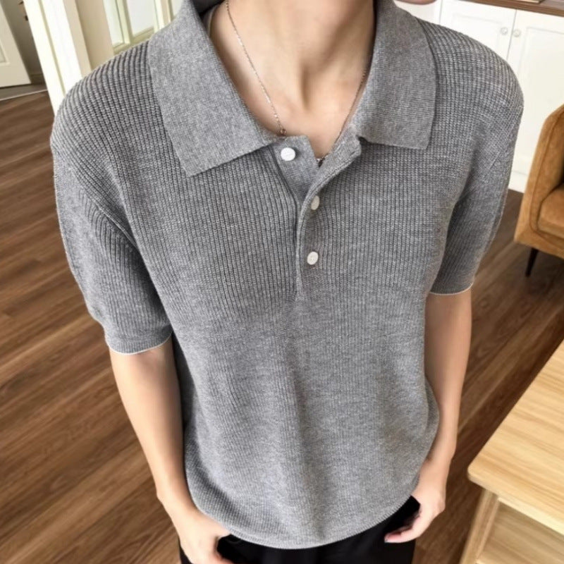 Stylisches Herren Poloshirt mit kurzem Arm und strukturiertem StrickEcho Archiv