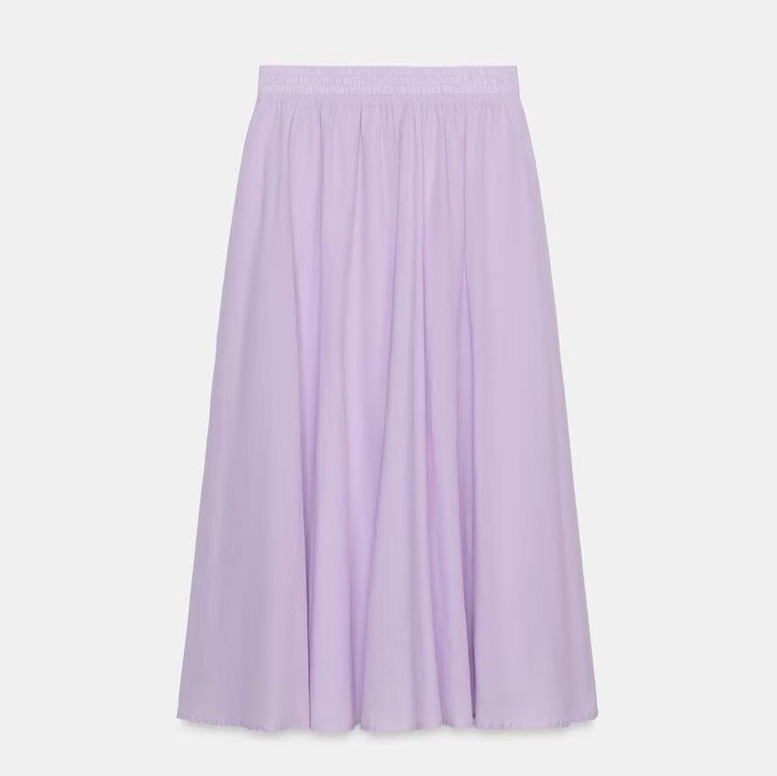 Damen Weicher A-Linien-Midirock mit elastischem Gummibund und fließender Chiffon‑Optik Echoarchiv