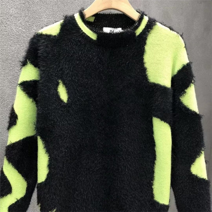 Damen kreativer Oversized-Pullover mit kontrastierendem Strukturdesign Echoarchiv