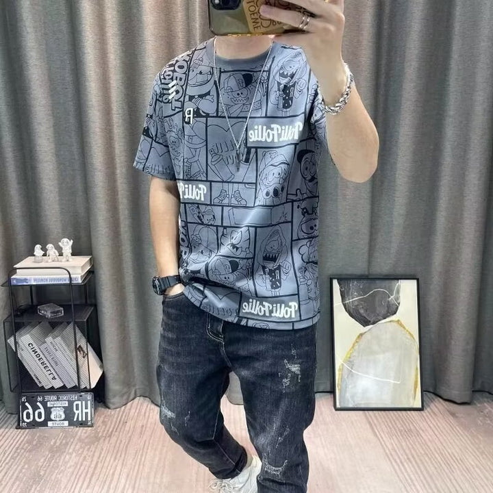 Herren lässiges T-Shirt mit kreativem Comic-Design Echoarchiv