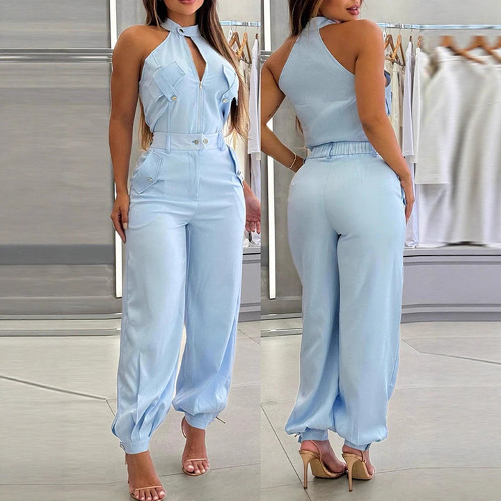Damen modischer einteiliger Overall mit hohem Kragen und praktischen Taschen Echo Archiv