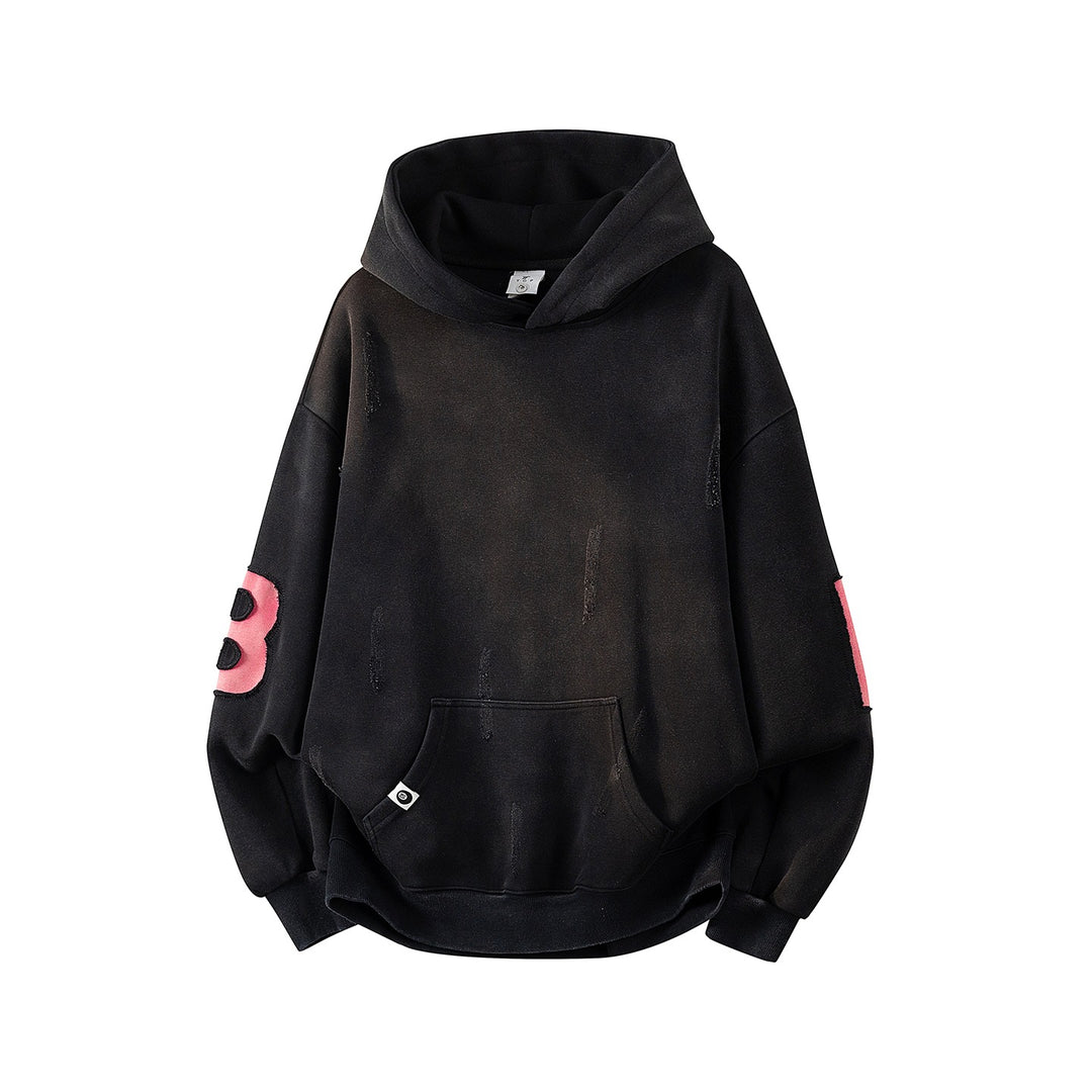 Unisex Oversize Kapuzenpullover mit handschriftlichem Grafik-Print, Kängurutasche & geripptem Saum Echoarchiv