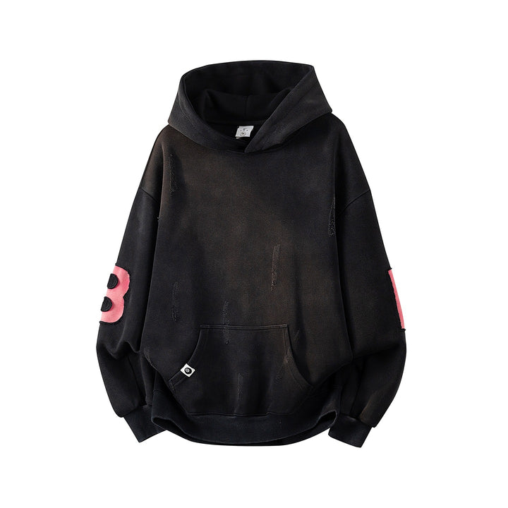 Unisex Oversize Kapuzenpullover mit handschriftlichem Grafik-Print, Kängurutasche & geripptem Saum Echoarchiv