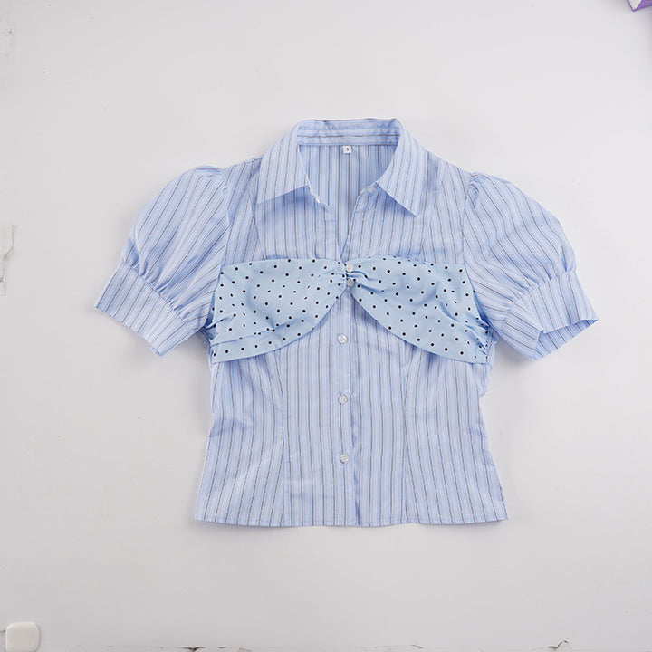 Damen Kurzarmbluse mit Rüschendetails und Polka-Dot-Akzent Echo Archiv
