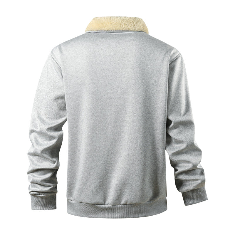 Herren Wattierte Teddyfleece-Bomberjacke mit Stehkragen & durchgehendem Reißverschluss Echoarchiv