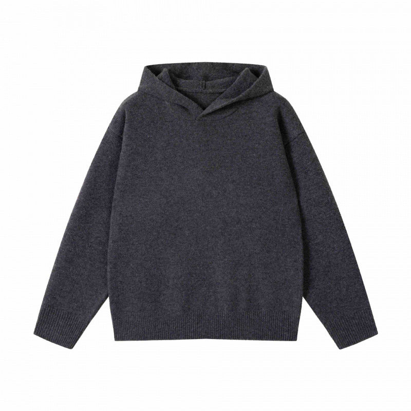Unisex Oversize-Feinstrick-Kapuzenpullover mit Raglanärmeln und geripptem Saum Echo Archiv