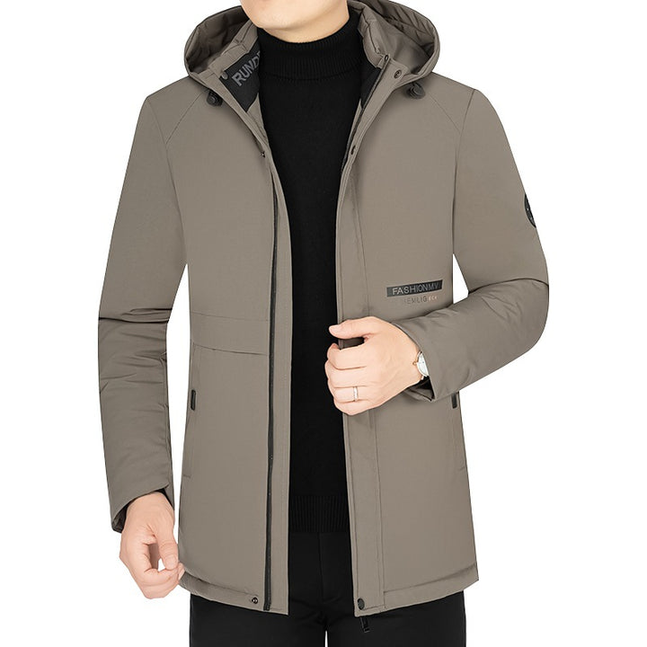 Herren Thermo-Winterkurzmantel mit luxuriösem Kunstfell-Innenfutter und Stehkragen – Marzano