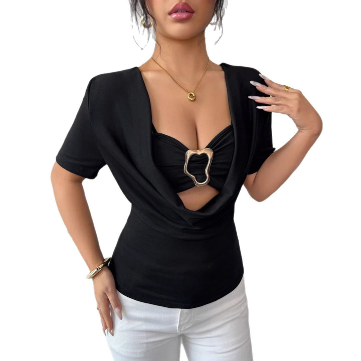 Damen nan drapiertes Cropped-Top mit herzförmiger Zierschließe und Cut-Out Echo Archiv