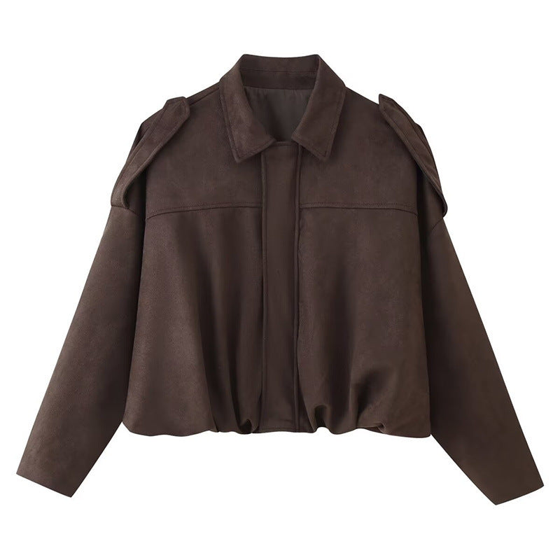 Damen Kurzgeschnittene Oversize Blousonjacke mit Schulterklappen – Célinea