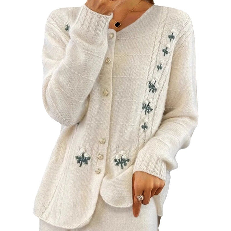 Damen nan Strickcardigan mit floraler Reliefstickerei und Zopfmuster Echo Archiv
