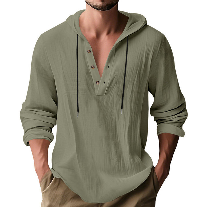 Herren Kapuzenshirt mit Knopfleiste und lässigem Schnitt Echoarchiv