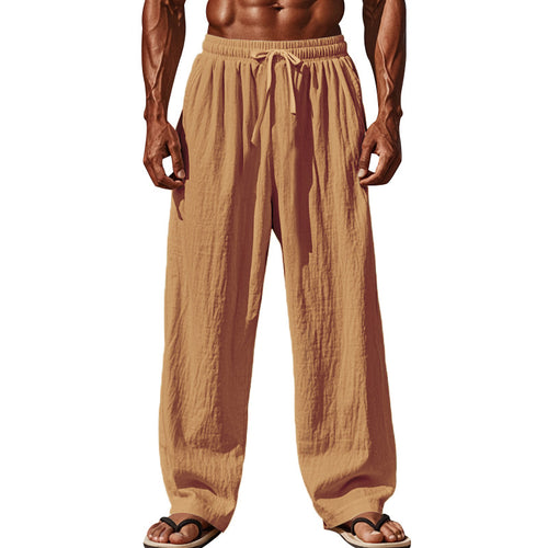 Herren nan luftige Leinen-Sommerhose mit weitem Bein, Faltenfront und elastischem Komfortbund Echo Archiv