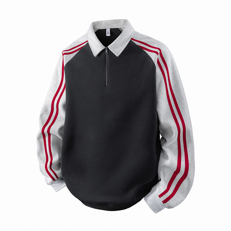Herren Sportlicher Sweatshirt mit Stehkragen und Reißverschluss Echoarchiv