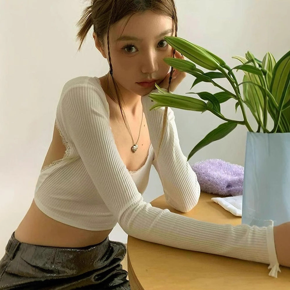 Damen Crop-Top mit Rüschendetails und Rückenbindung Echo Archiv