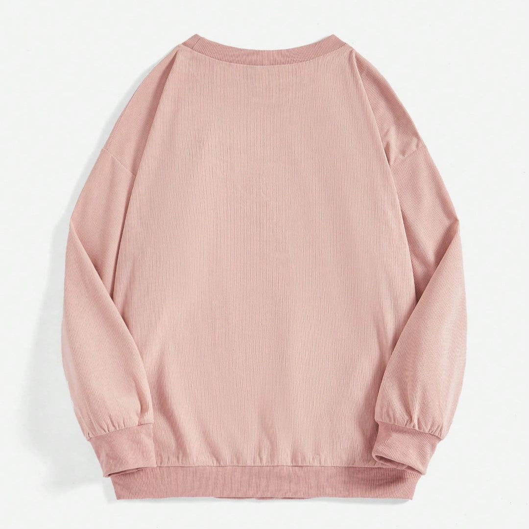 Damen weit geschnittenes Sweatshirt mit geripptem Material und Ballonärmeln – Avérine
