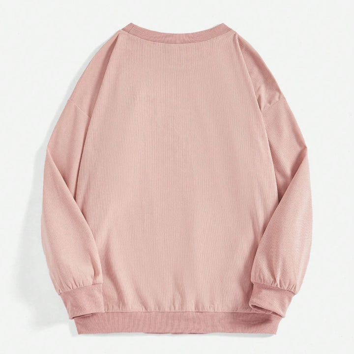 Damen weit geschnittenes Sweatshirt mit geripptem Material und Ballonärmeln – Avérine