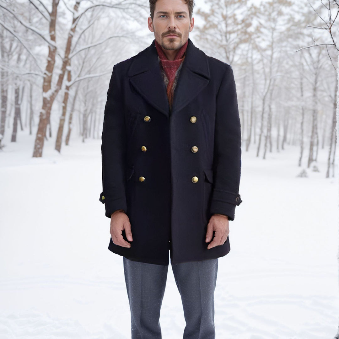 Herren eleganter Doppelt breiter Wintermantel Echoarchiv