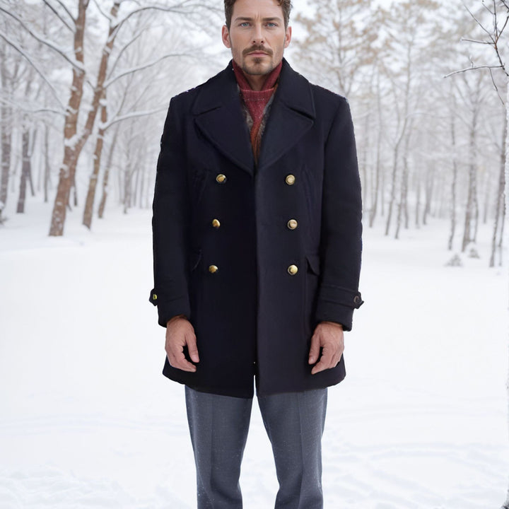 Herren eleganter Doppelt breiter Wintermantel Echoarchiv