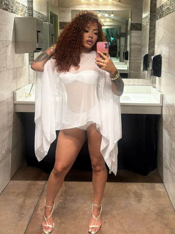 Damen transparenter Kaftan mit elegantem Schnitt und fließendem Stoff Echo Archiv