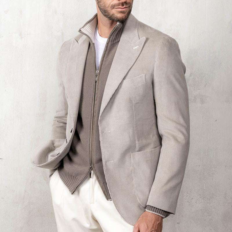 Herren eleganter Cord-Blazer mit integriertem Strickpullover Echoarchiv