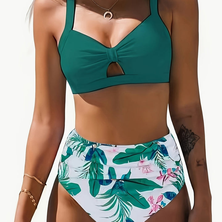 Damen Bikini-Set mit floralem Hochbund und modischem Knoten Echo Archiv