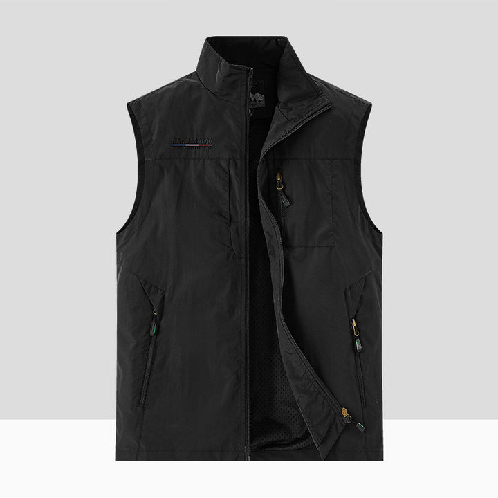 Herren Technische Outdoor-Weste mit atmungsaktivem Mesh-Futter, Reißverschlusstaschen & Stehkragen Echo Archiv