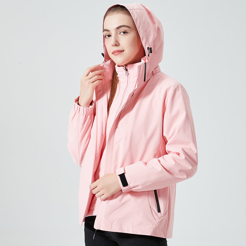 Damen leichte wasserabweisende Freizeit-Outdoorjacke mit verstellbarer Kapuze und verdecktem Reißverschluss Echo Archiv