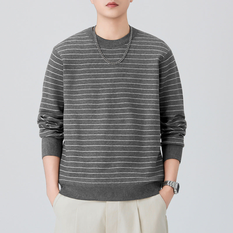 Herren Feinstrick-Pullover mit dezenten Horizontalstreifen und gerippten Abschlüssen Echo Archiv