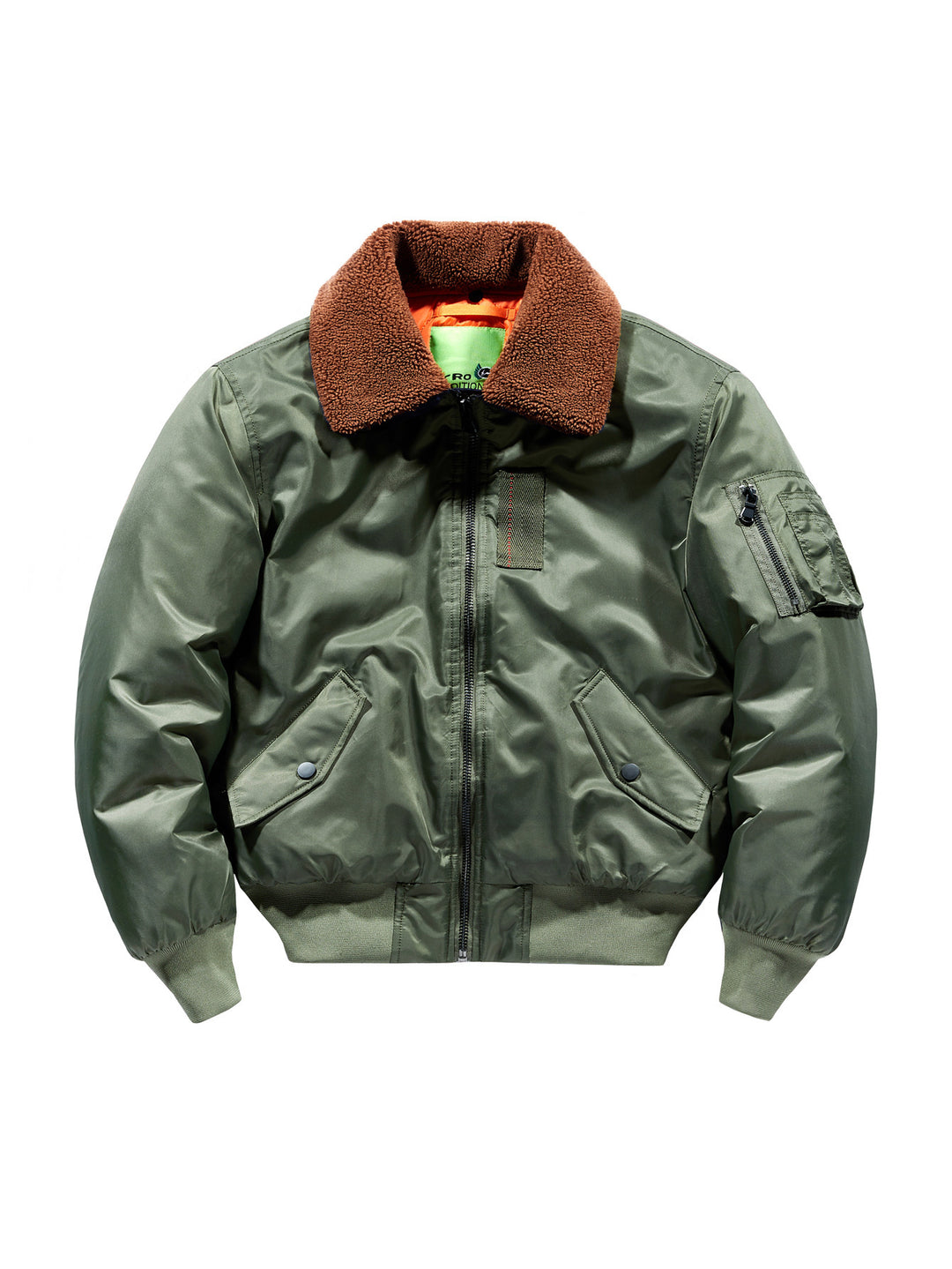 Herren kurz geschnittene Pilotenjacke im Vintage‑Fliegerstil mit Teddykragen und isolierender Thermofütterung – Brevano
