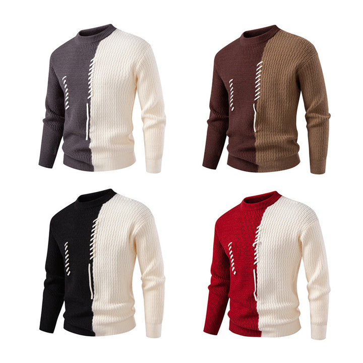 Herren modischer Pullover mit innovativem Strukturdesign und einzigartigen Zierstreifen Echoarchiv
