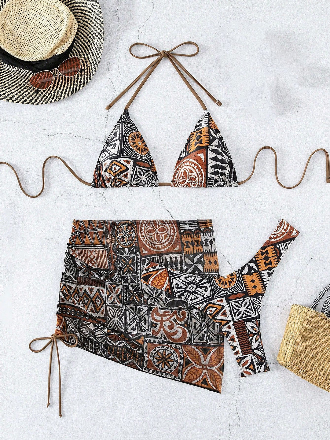 Damen Bikini-Set mit verstellbarem Oberteil und hoch taillierter Short Echo Archiv