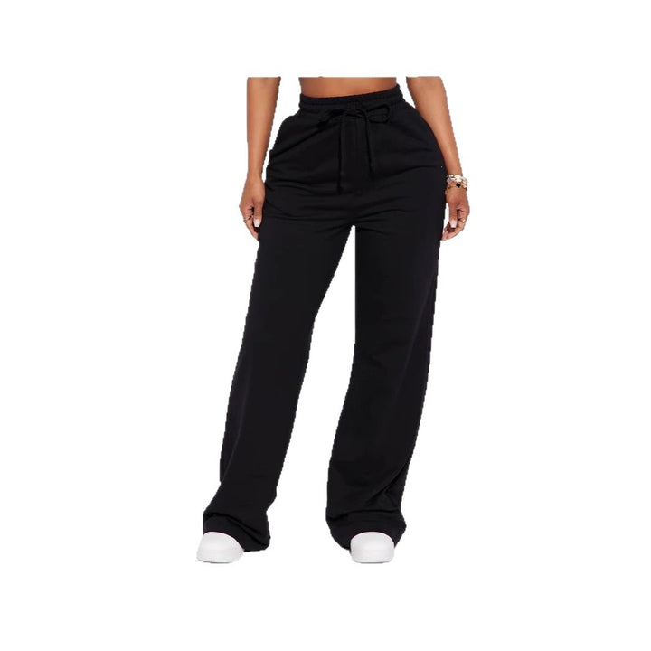 Damen nan breite High-Waist Loungehose aus weichem Baumwollmix mit Kordelzug und Eingrifftaschen Echo Archiv