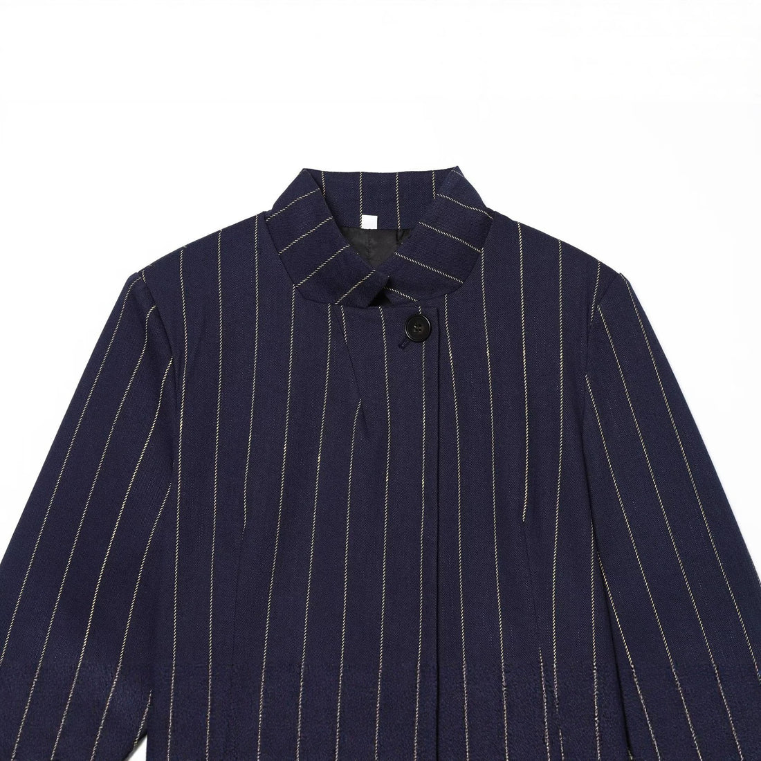 Damen Kurzblazer im Boxy-Cut mit Stehkragen und Nadelstreifen Echoarchiv