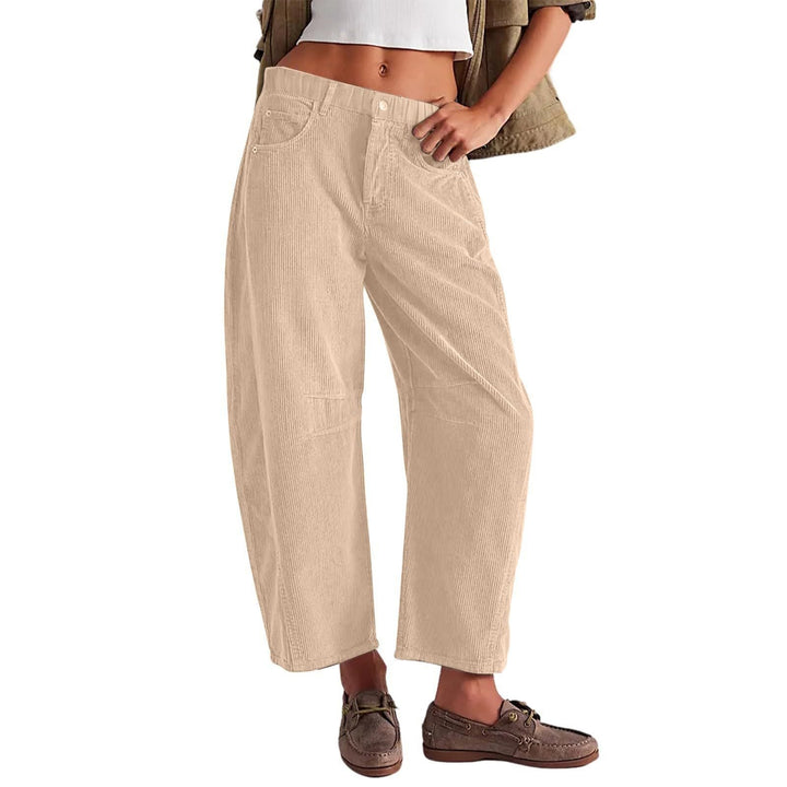 Damen Weite Cordhose mit hoher Taille, Cropped-Bein und Eingriffstaschen Echo Archiv