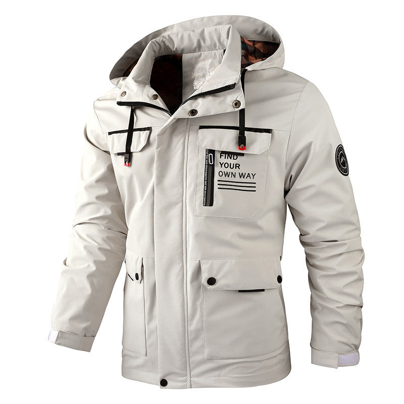 Herren wasserabweisender Utility‑Parka mit Kapuze, Mehrfach‑Taschen und Windschutz Echoarchiv