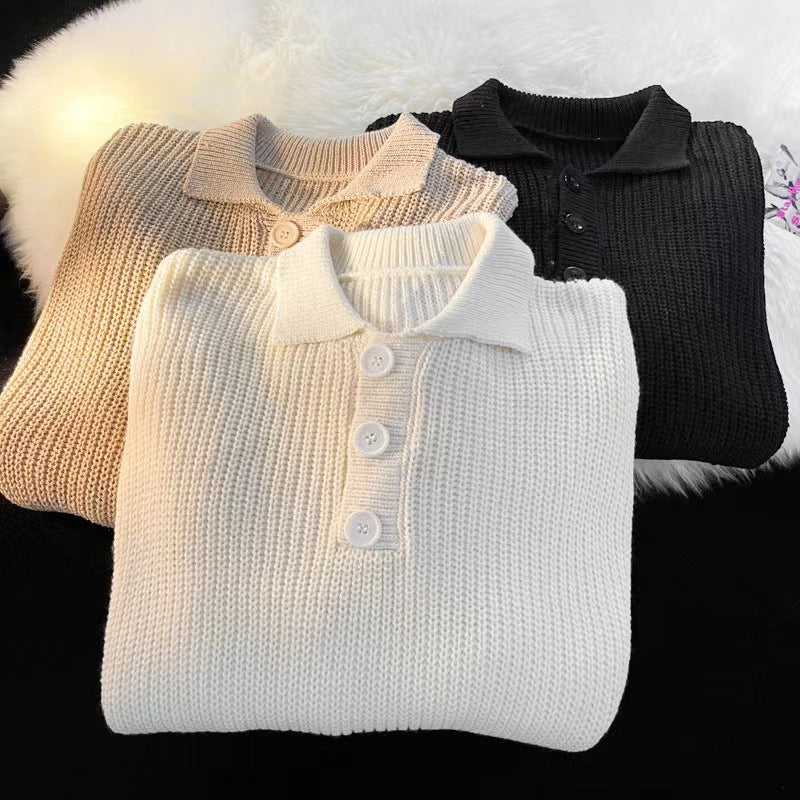Damen Gemütlicher Strickpullover mit Knopfleiste – Mavelle