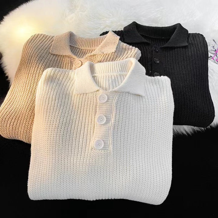 Damen Gemütlicher Strickpullover mit Knopfleiste – Mavelle