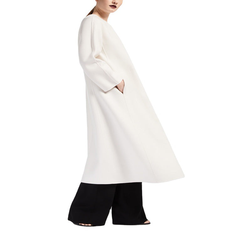 Damen Oversize-Mantel mit Rundhals und verdeckter Knopfleiste Echoarchiv
