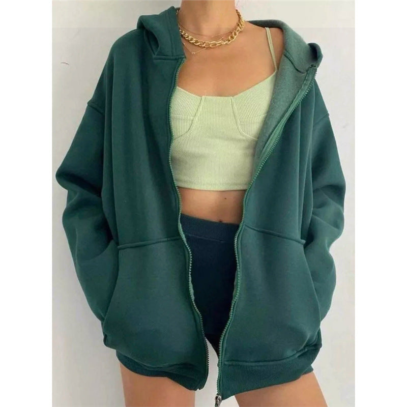 Damen nan oversized Kapuzenjacke mit Reißverschluss und Kängurutaschen Echo Archiv