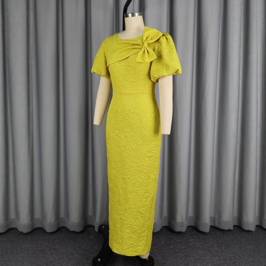 Damen elegantes Maxikleid mit voluminösen Puffärmeln und raffiniertem Schleifendetail Echo Archiv