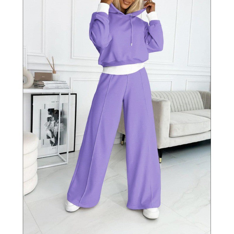 Damen nan Cropped Kapuzenpullover und weite taillenhohe Jogginghose Set Echo Archiv