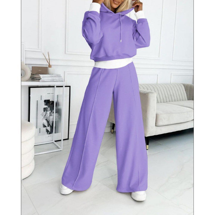 Damen nan Cropped Kapuzenpullover und weite taillenhohe Jogginghose Set Echo Archiv