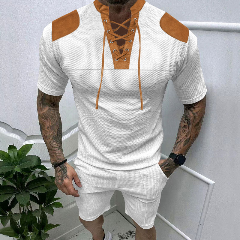 Herren trendiges Sport-T-Shirt mit einzigartigem Schnürdesign und atmungsaktivem Gewebe Echoarchiv
