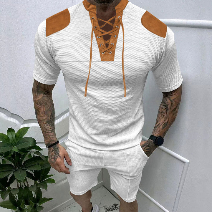 Herren trendiges Sport-T-Shirt mit einzigartigem Schnürdesign und atmungsaktivem Gewebe Echoarchiv