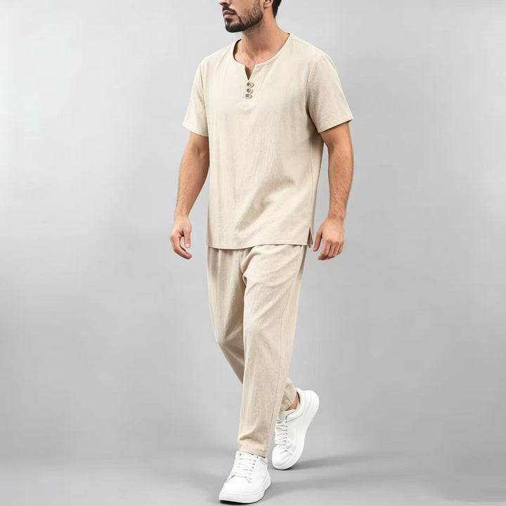 Herren lässiges Freizeitanzug-Set mit stylischem Knopfleisten-Design Echoarchiv