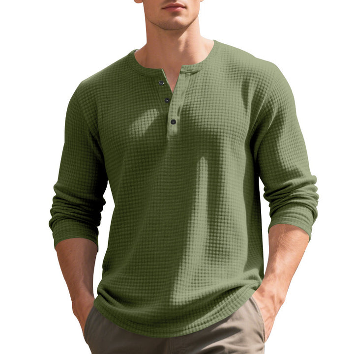 Herren Langarm-Hemd mit Druckknöpfen und strukturiertem Design Echoarchiv